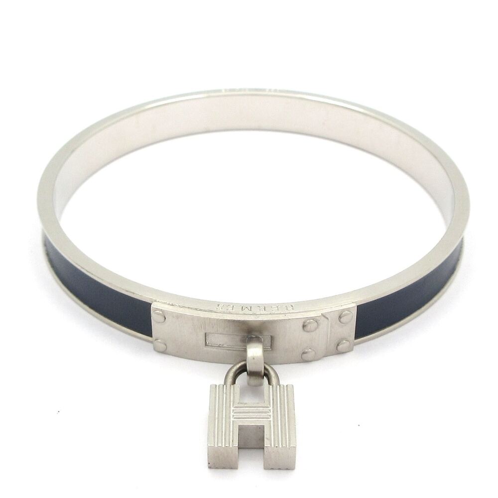 Hermès Kelly Bangle Silver Navy Hardware Leather